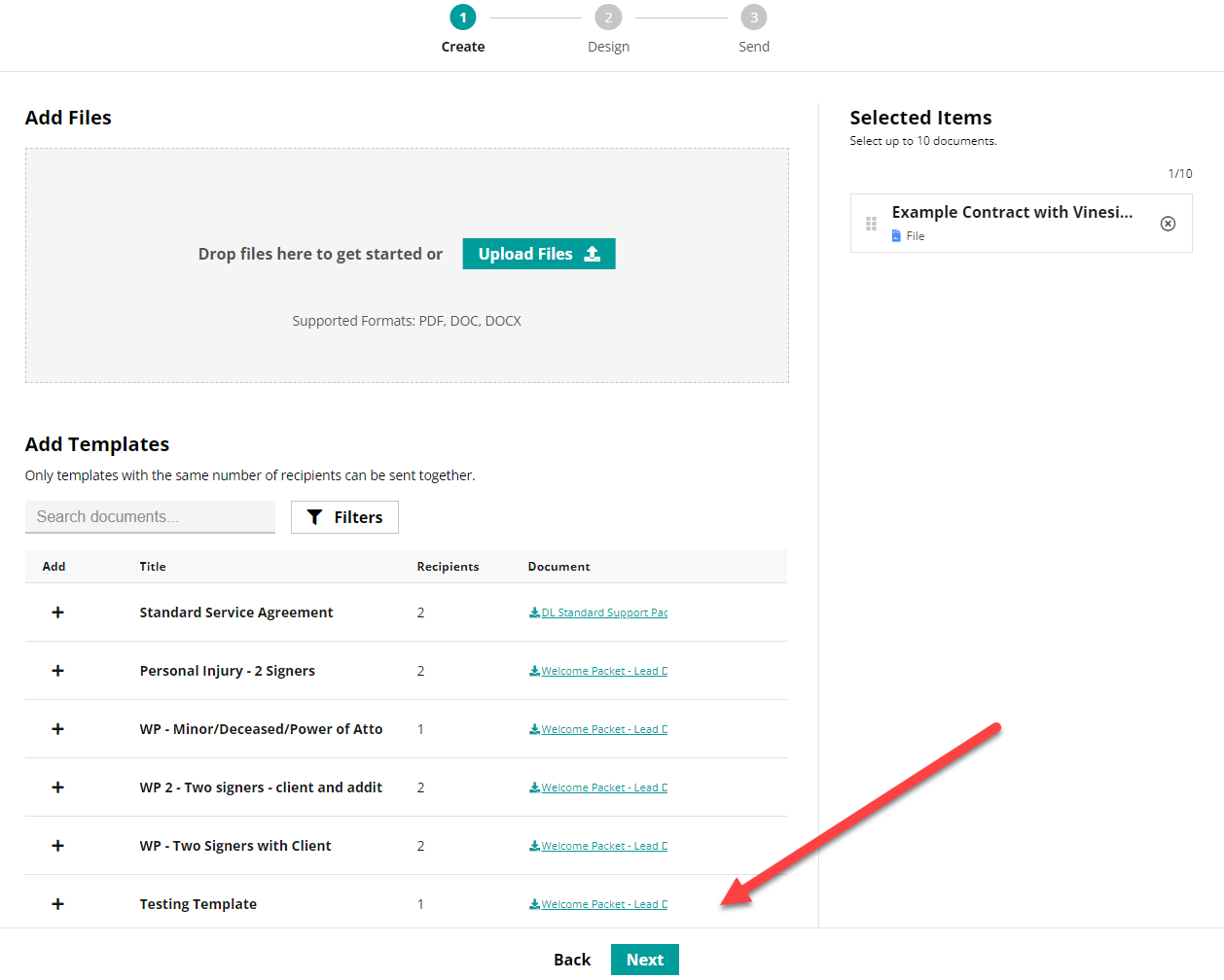 Creating Vinesign Templates for Lead Docket Docket Launch